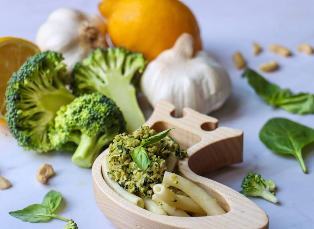 Weaning Recipe - Broccoli, Basil, Spinach and Cashew Pesto Pasta