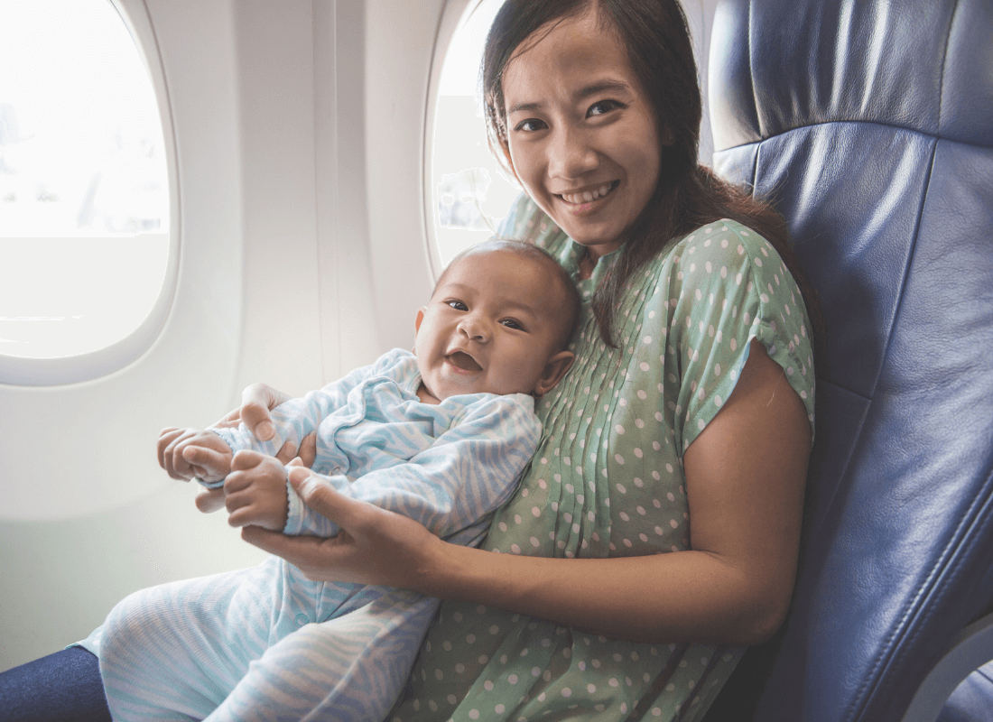 Mum and Baby on Plane