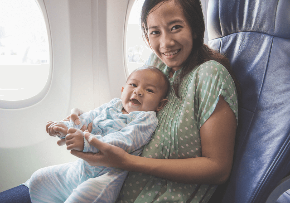 Mum and Baby on Plane