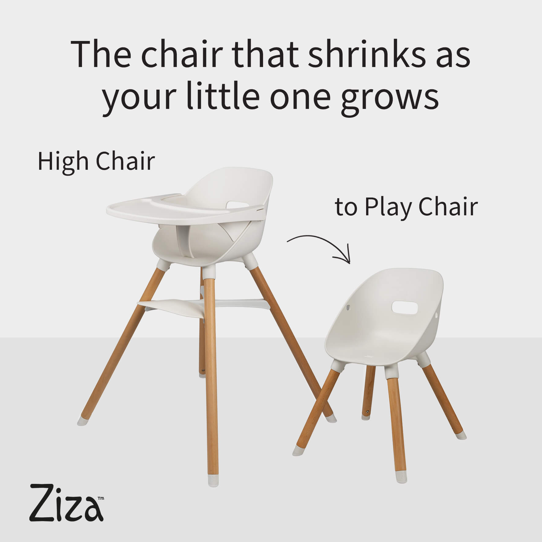 Ziza Highchair And Tray - Coconut White - Cheeky Rascals UK