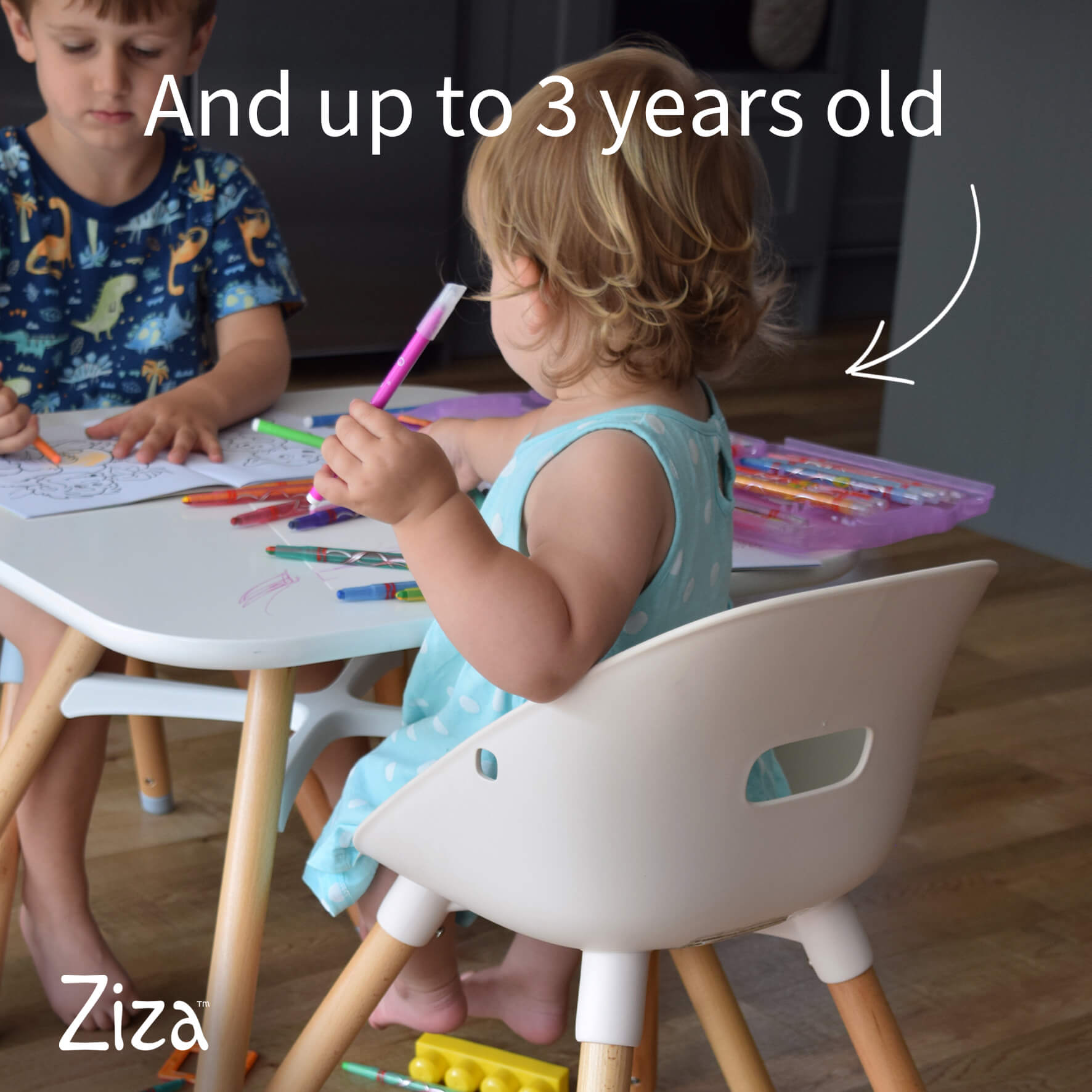 Ziza Highchair And Tray - Blush Pink - Cheeky Rascals UK