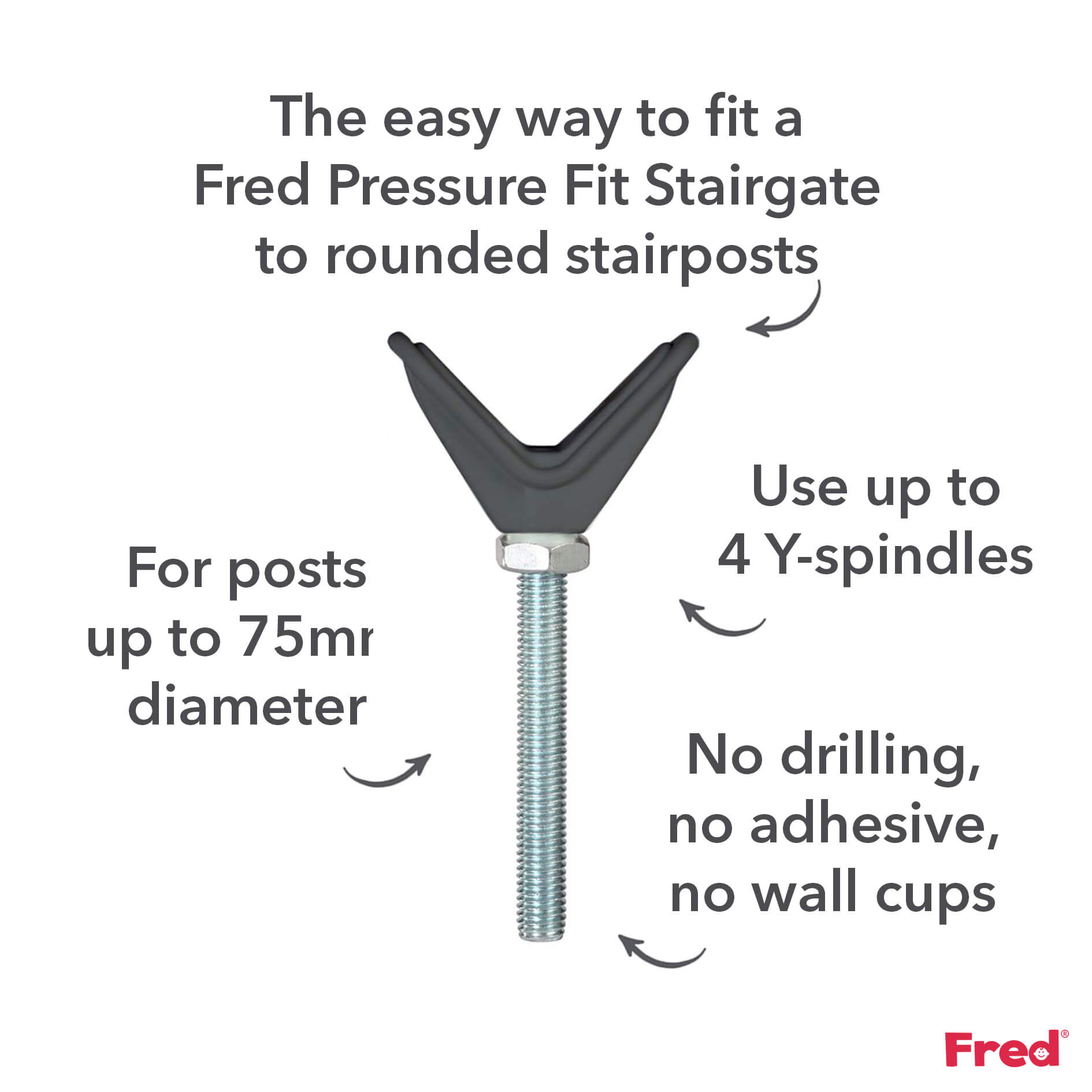 Fred Safety Stairgate Y-spindle - Dark Grey - Cheeky Rascals UK