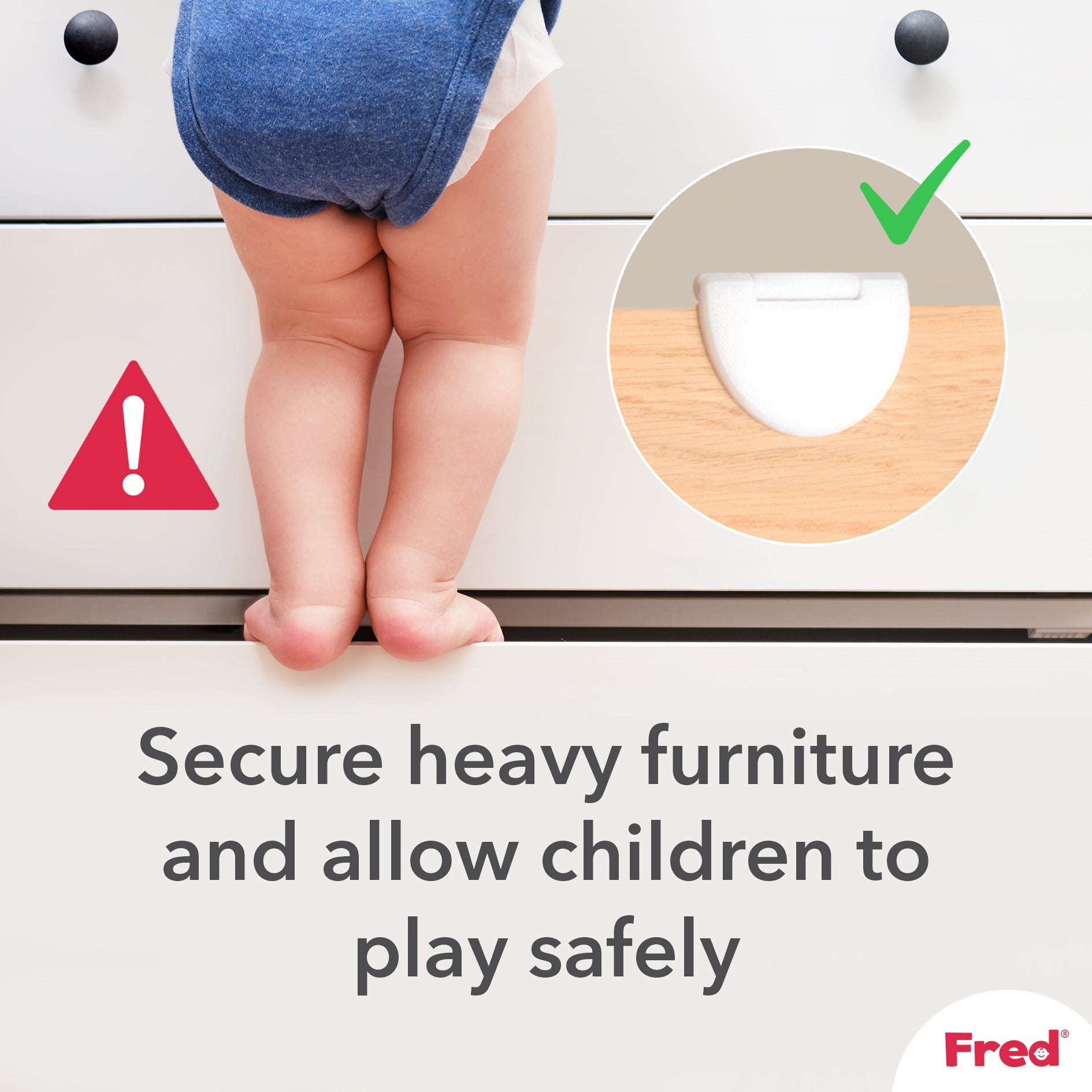 Fred Safety Furniture Anti-Tip Kit (x1) - Dark Grey - Cheeky Rascals UK