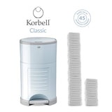 Korbell Classic 16L Nappy Bin Bundle (with Free Liner) - Pastel Blue