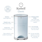 Korbell Classic 16L Nappy Bin Bundle (with Free Liner) - Pastel Blue