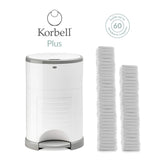 Korbell Plus 26L Nappy Bin Bundle (with Free Liner) - Pure White