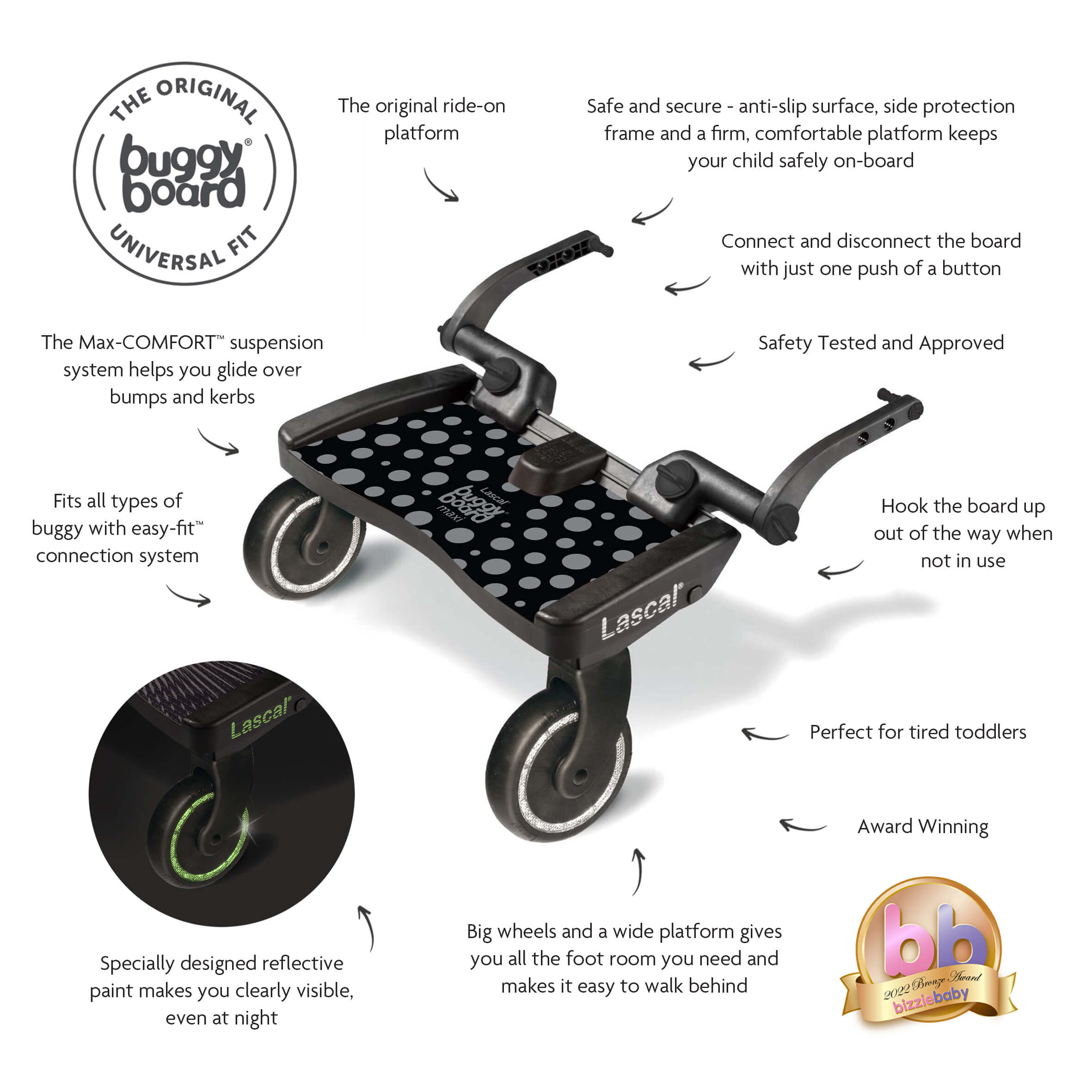 Lascal BuggyBoard® Maxi Designer - Polka Dot - Cheeky Rascals UK