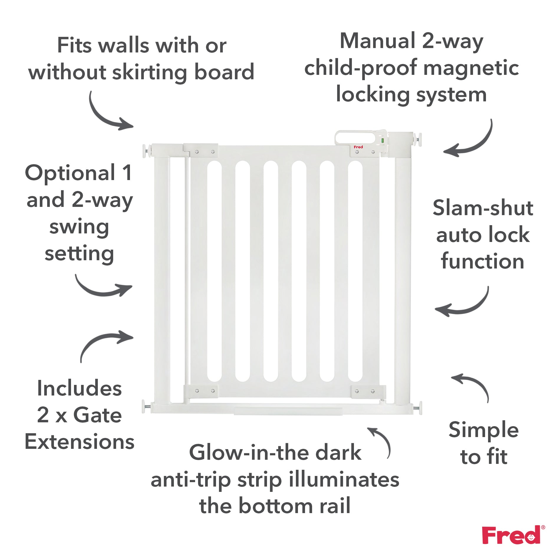 Fred Safety Pressure Fit Wooden Stairgate - Cheeky Rascals UK