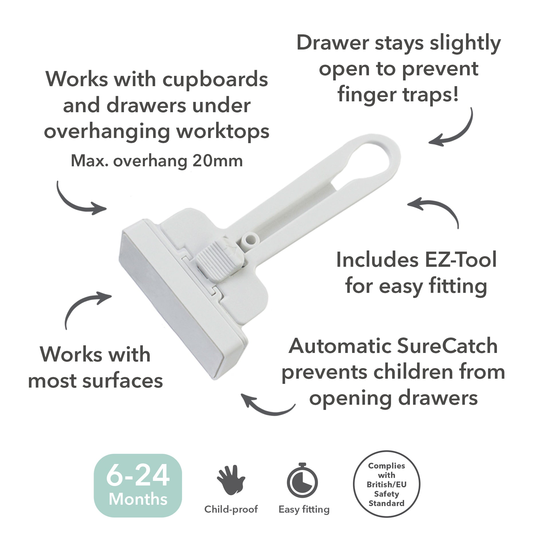 Fred Safety Top Drawer Catch (x2) - Cheeky Rascals UK