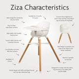 Ziza Highchair And Tray - Coconut White - Cheeky Rascals UK