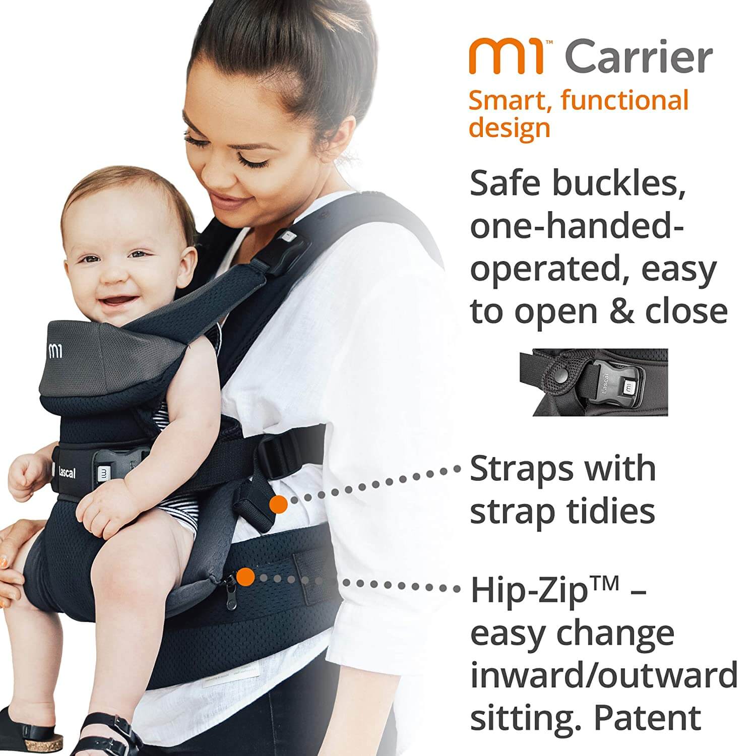 Lascal M1 Baby Carrier - Black Eclipse - Cheeky Rascals UK